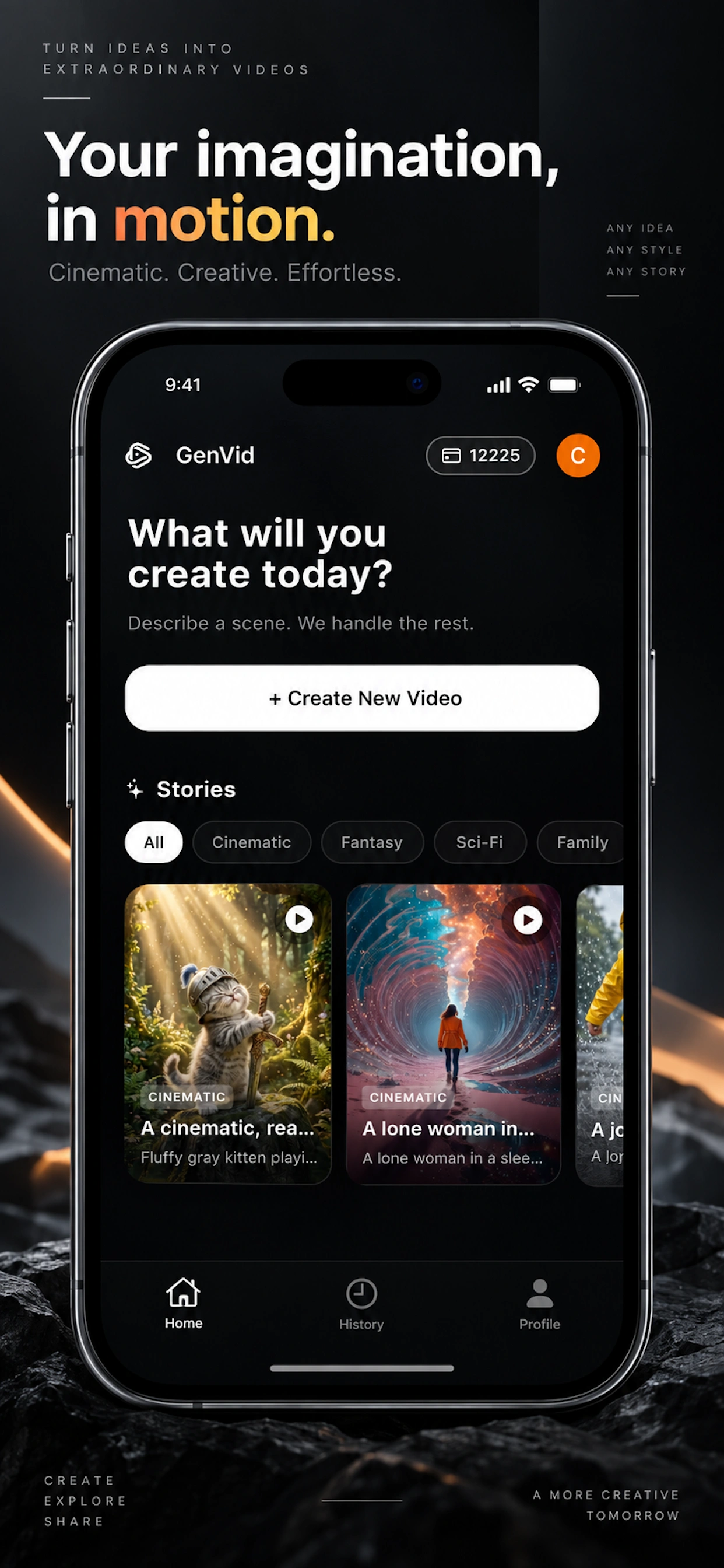 GenVid Studio home screen