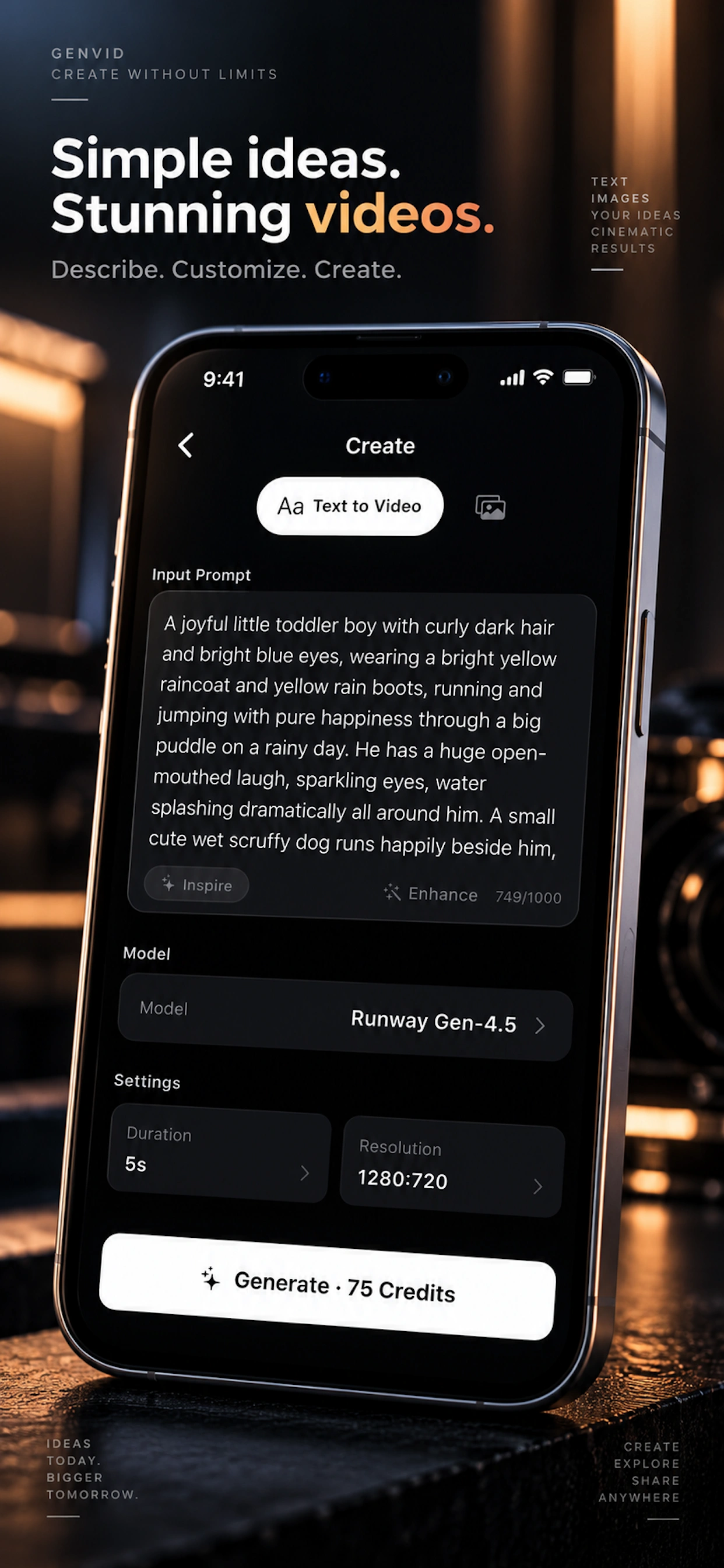 GenVid Studio generation options